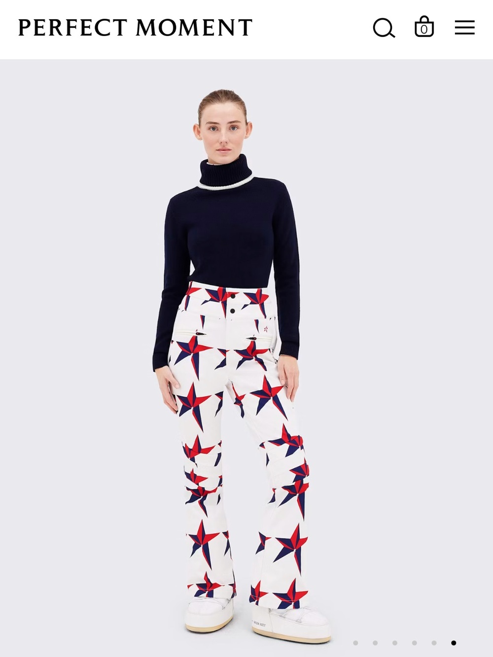 Perfect Moment women’s White Star-Print Ski Pants with Red & Navy Stars